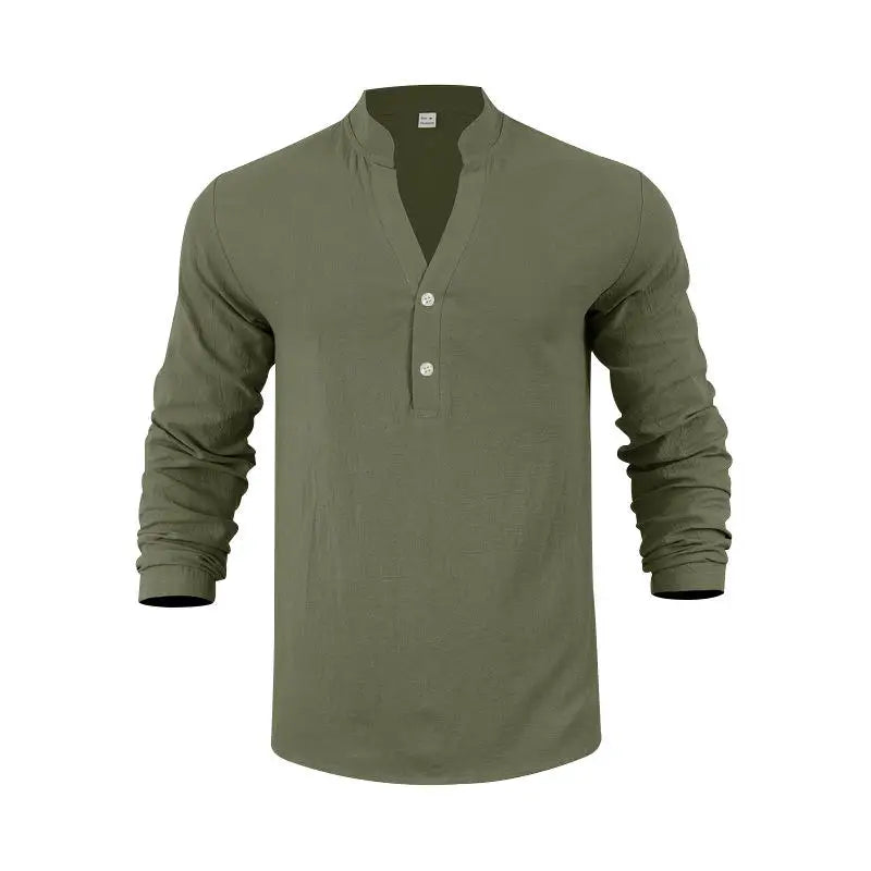 Orvian™ Hemd aus Premium-Leinen mit Minimalistischem Henley-Kragen