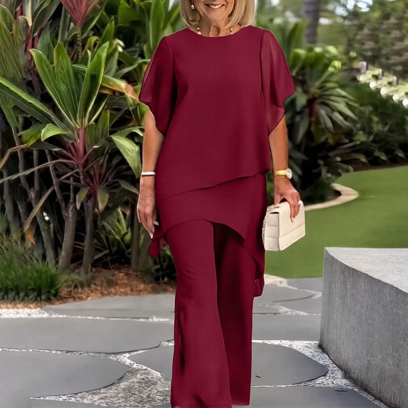 Giorgia™ Set – Bluse mit Lagen-Überwurf und minimalistischer Hose