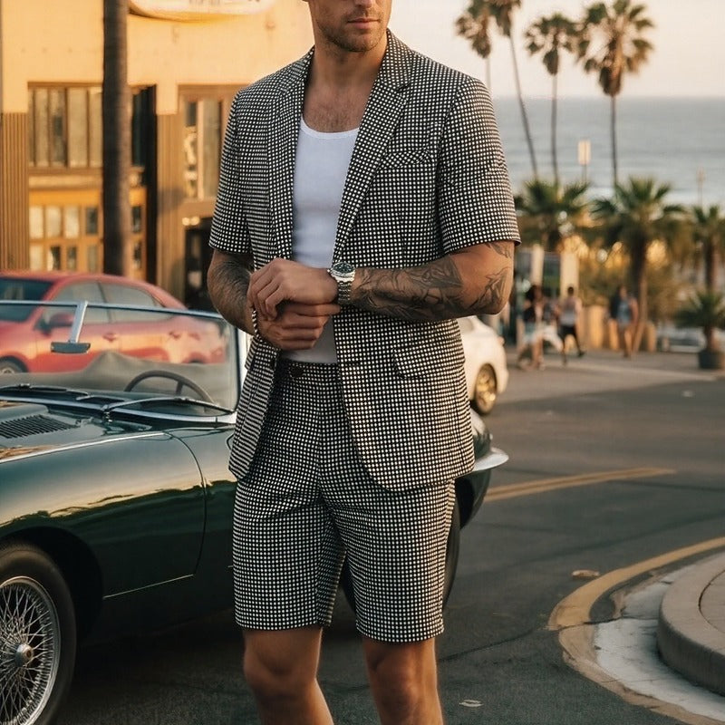 Montreux™-Set im Maßschneider-Stil mit Kurzärmeligem Blazer und Klassischen Karierten Shorts
