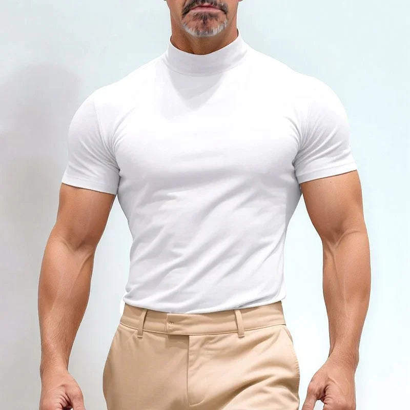 St. Moritz™ T-Shirt mit hohem Kragen und klarem Design / Raffinierter Minimalismus für Herren mit Ausstrahlung!