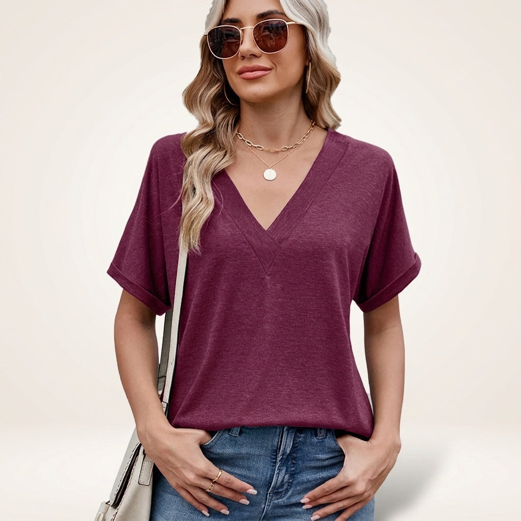 Elvara™ Bluse mit V-Ausschnitt und Zeitlosem Stil