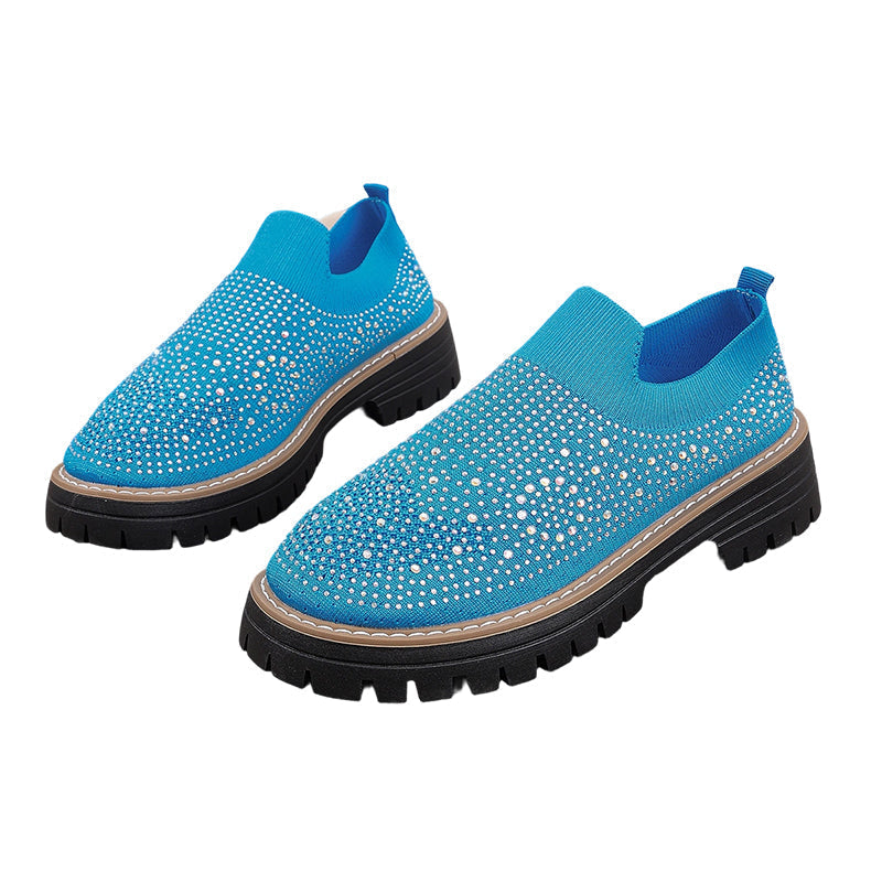 👟✨ Damen Loafer 2026 – Plateau-Sohle, Mit Strasssteinen, Modern & Bequem für den Frühling