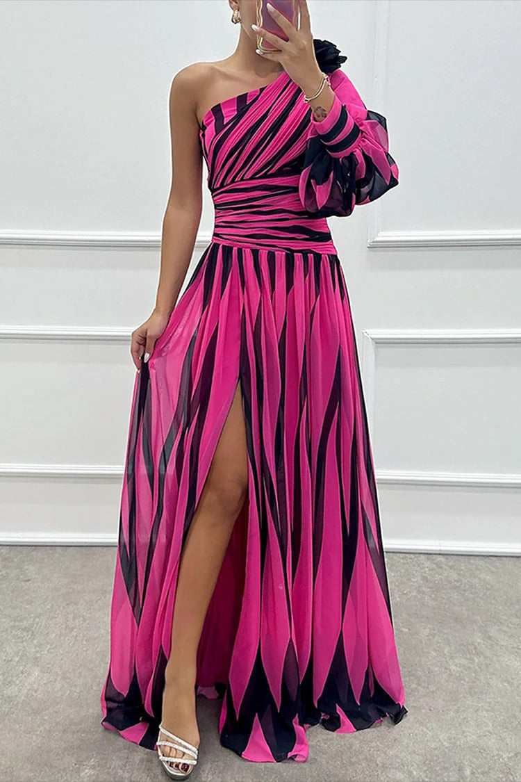 Astra Noir Pleated Maxi Gown