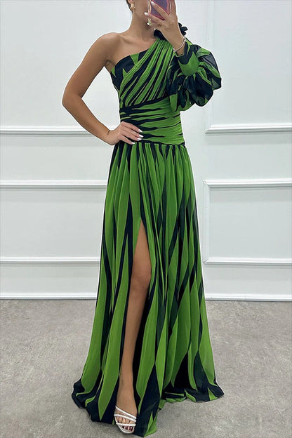Astra Noir Pleated Maxi Gown