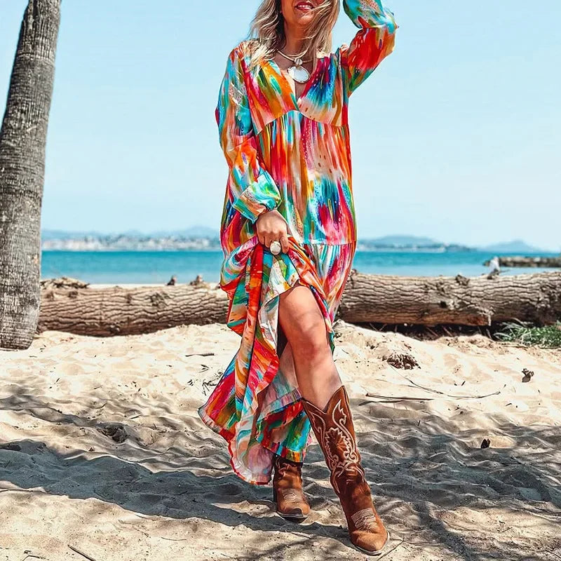 Lumaya™ Kleid mit Künstlerischem Print und Fließender Leichtigkeit