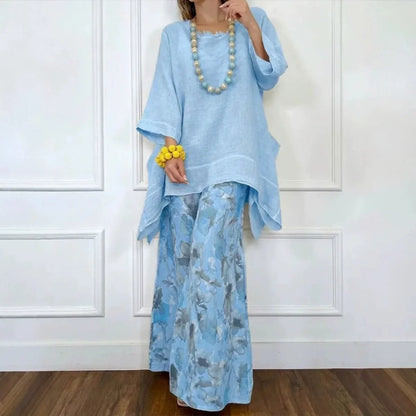 Amara™ Baumwoll-Leinen-Set mit Oversize-Bluse und Palazzohose