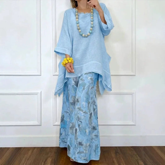 Amara™ Baumwoll-Leinen-Set mit Oversize-Bluse und Palazzohose