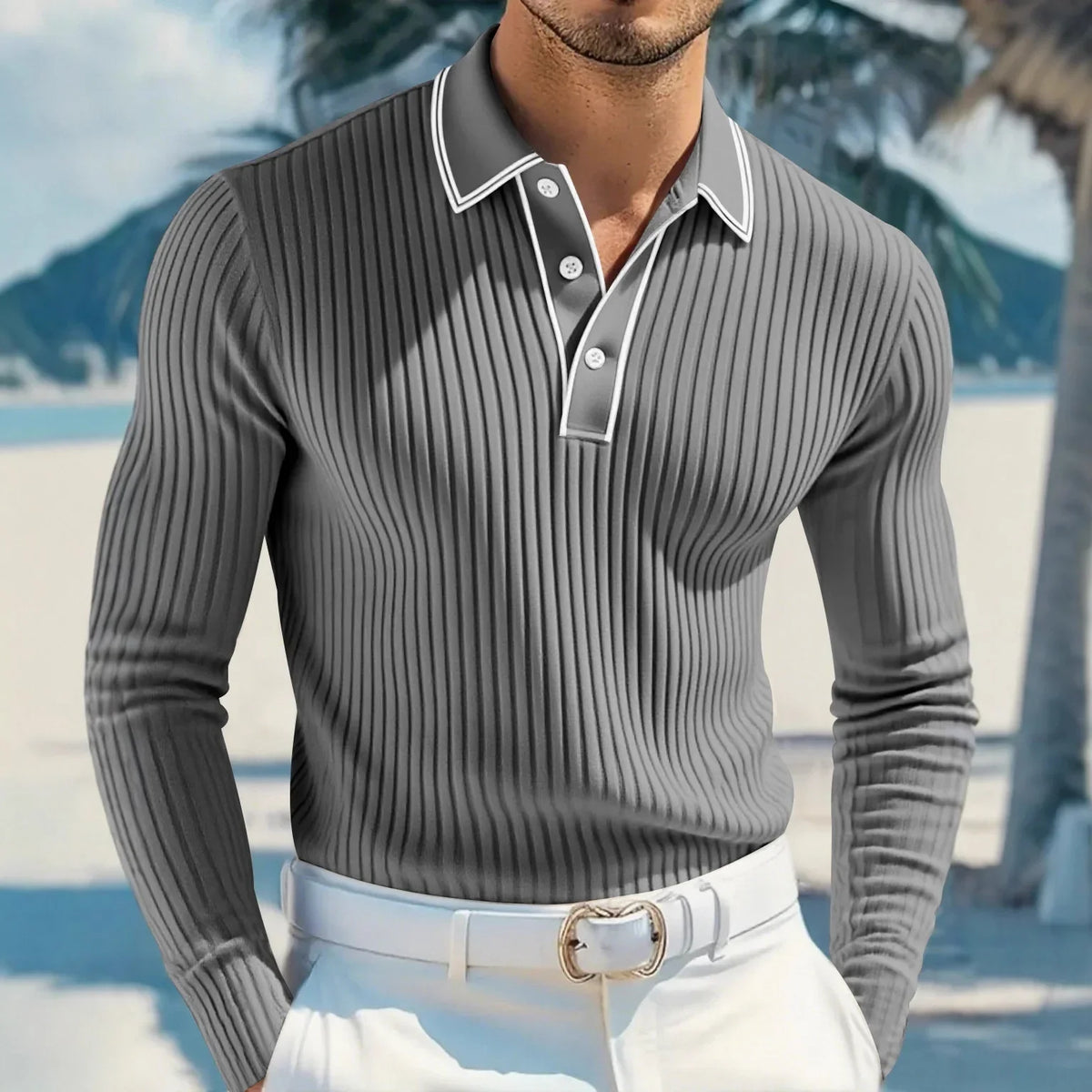 Castellan™-Poloshirt mit Langen Ärmeln, Kontrastierendem Kragen und Hochwertiger Verarbeitung