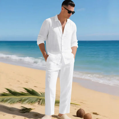 Luca™ Baumwoll-Leinen-Set mit Button-Down-Hemd