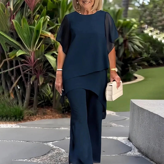 Giorgia™ Set – Bluse mit Lagen-Überwurf und minimalistischer Hose