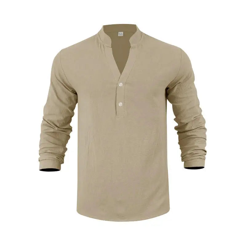 Orvian™ Hemd aus Premium-Leinen mit Minimalistischem Henley-Kragen