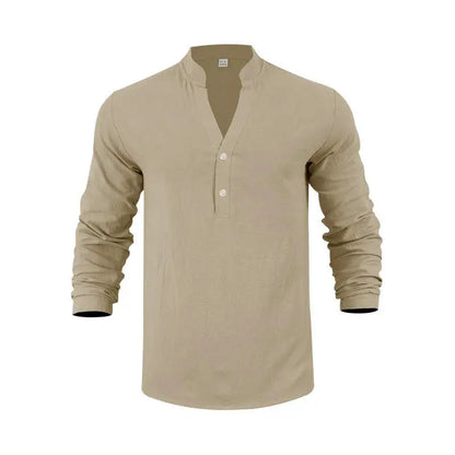 Orvian™ Hemd aus Premium-Leinen mit Minimalistischem Henley-Kragen