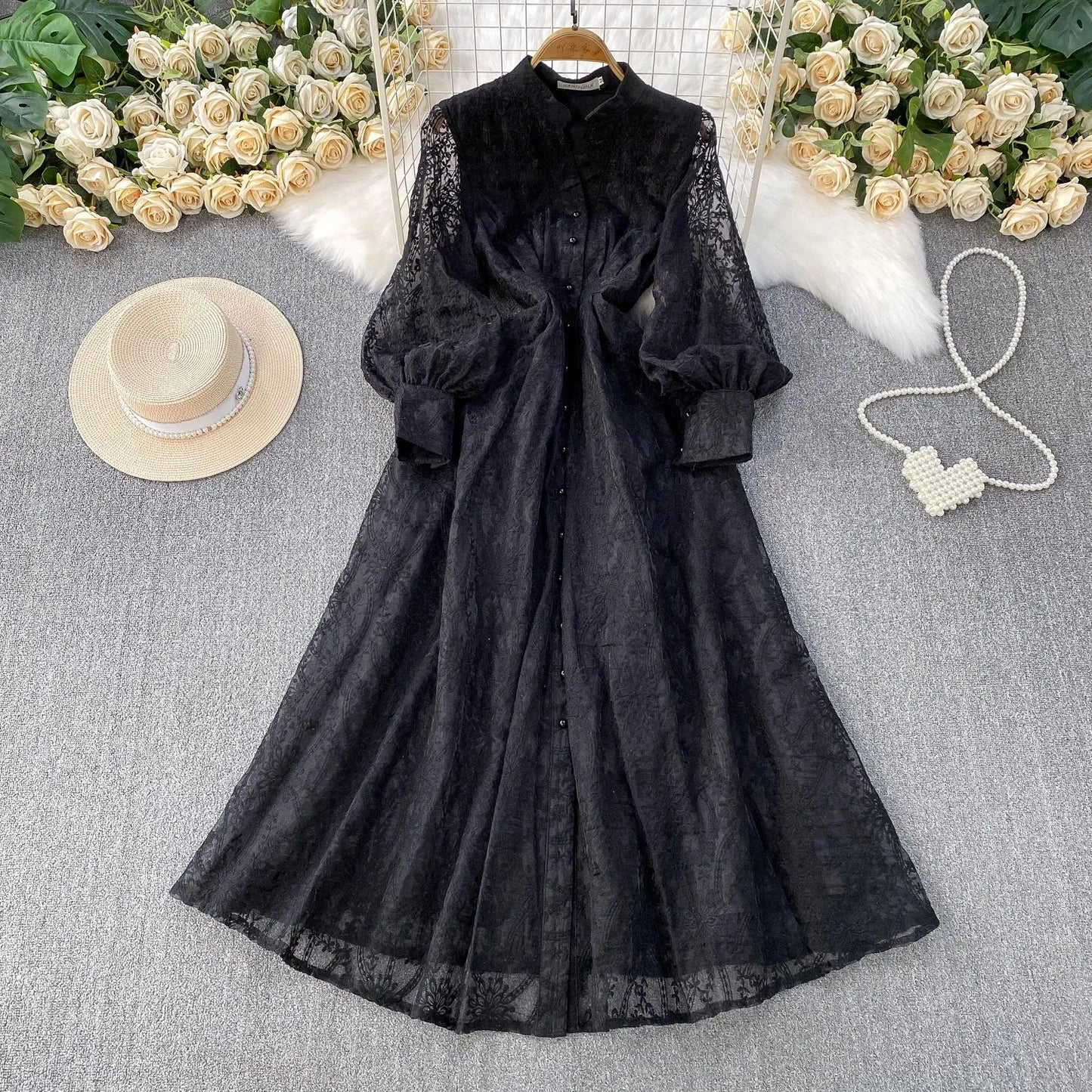 Imperial™ Spitzenkleid mit Puffärmeln