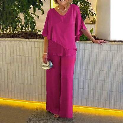 Mirelly™-Set aus Premium-Strick mit Asymmetrischem Oberteil und Eleganter Hose