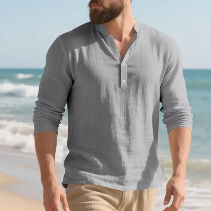 Orvian™ Hemd aus Premium-Leinen mit Minimalistischem Henley-Kragen
