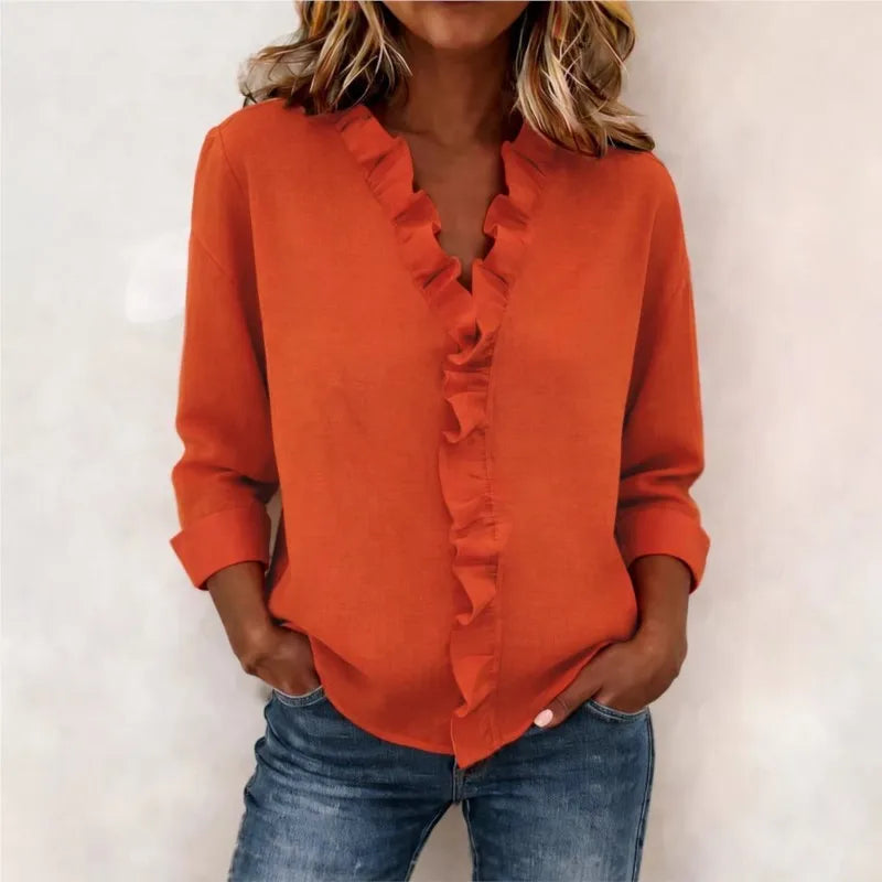 Sorelle™ Bluse mit Vertikalem Rüschendetail und Zeitlosem Stil
