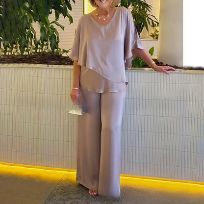 Mirelly™-Set aus Premium-Strick mit Asymmetrischem Oberteil und Eleganter Hose