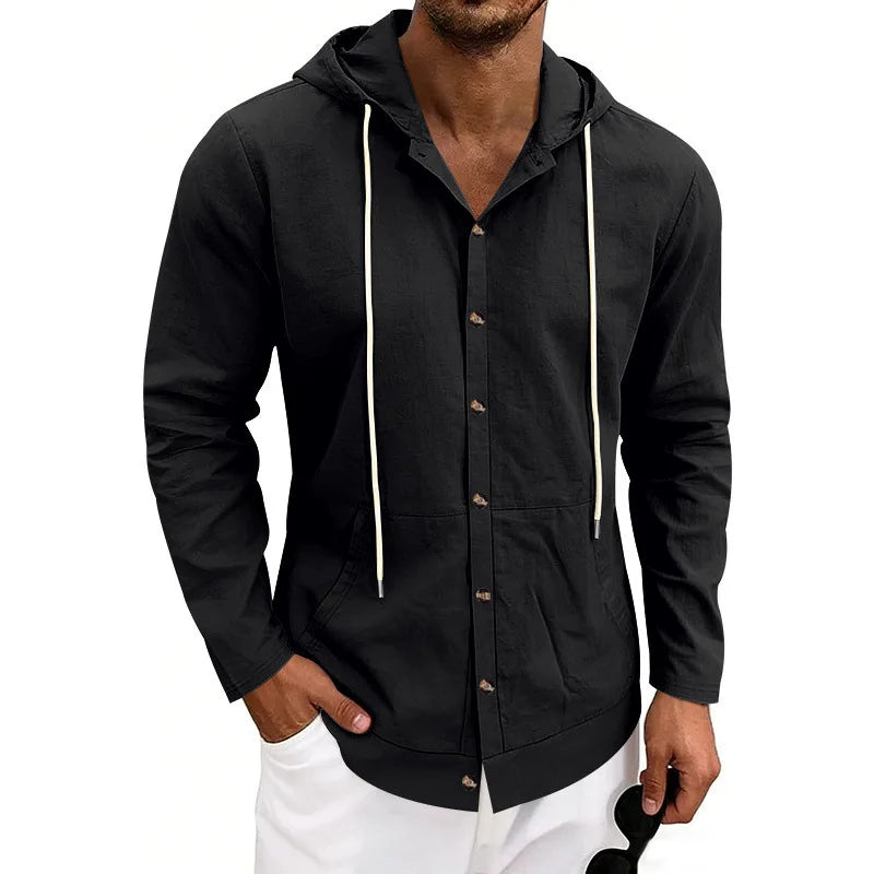 Côte Linen Hooded Shirt