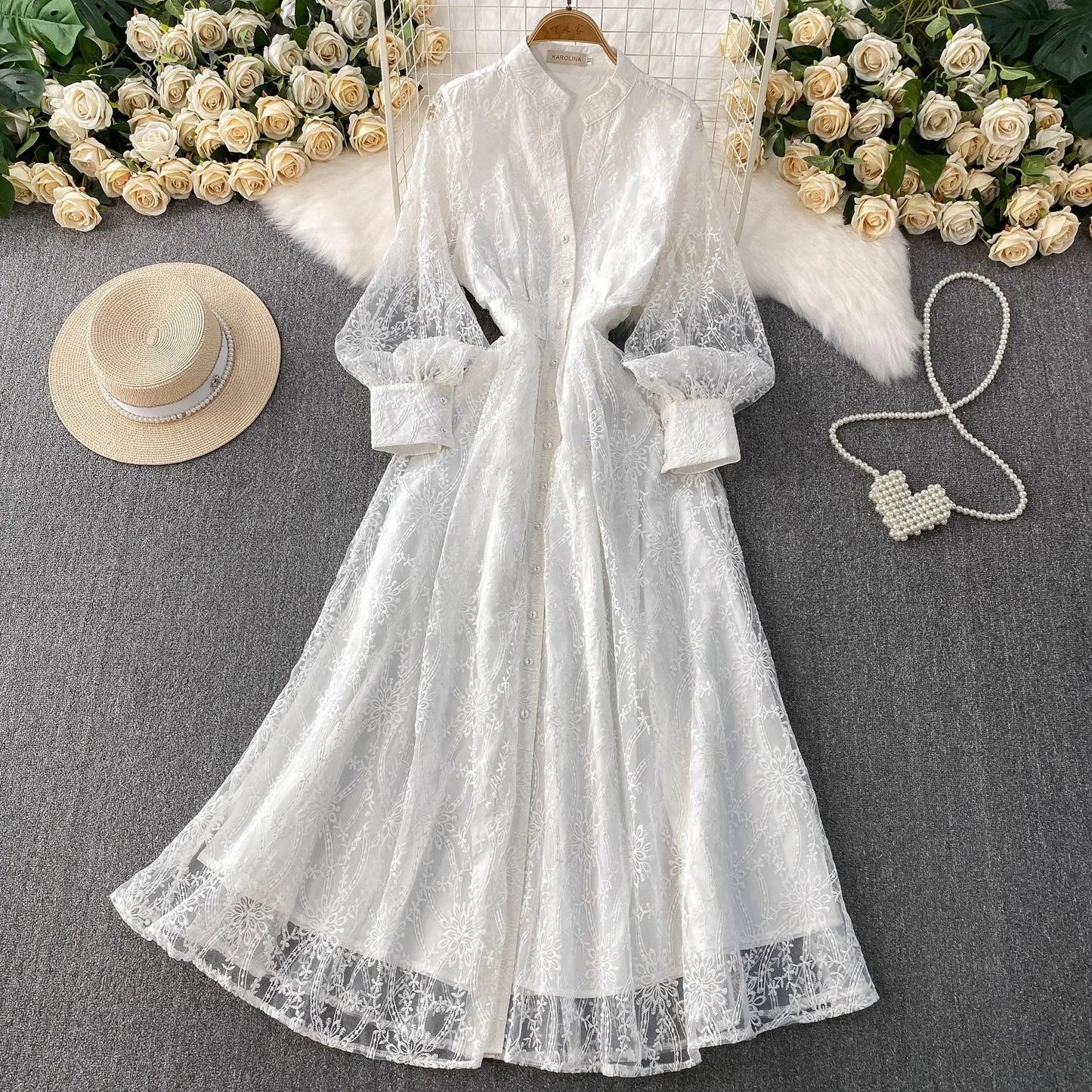 Imperial™ Spitzenkleid mit Puffärmeln