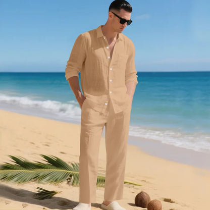 Luca™ Baumwoll-Leinen-Set mit Button-Down-Hemd