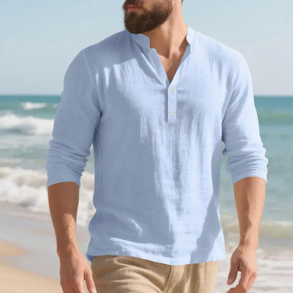 Orvian™ Hemd aus Premium-Leinen mit Minimalistischem Henley-Kragen