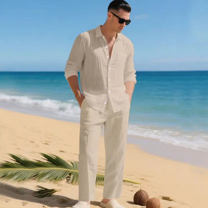 Luca™ Baumwoll-Leinen-Set mit Button-Down-Hemd