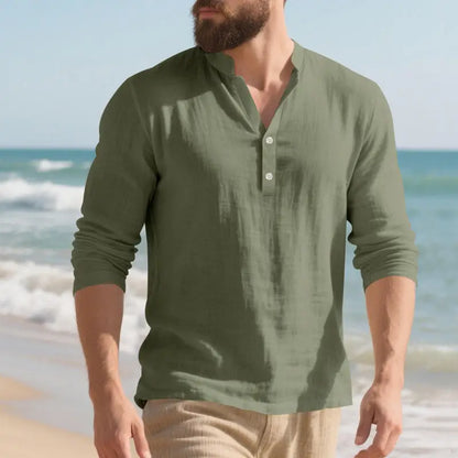 Orvian™ Hemd aus Premium-Leinen mit Minimalistischem Henley-Kragen