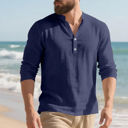 Orvian™ Hemd aus Premium-Leinen mit Minimalistischem Henley-Kragen