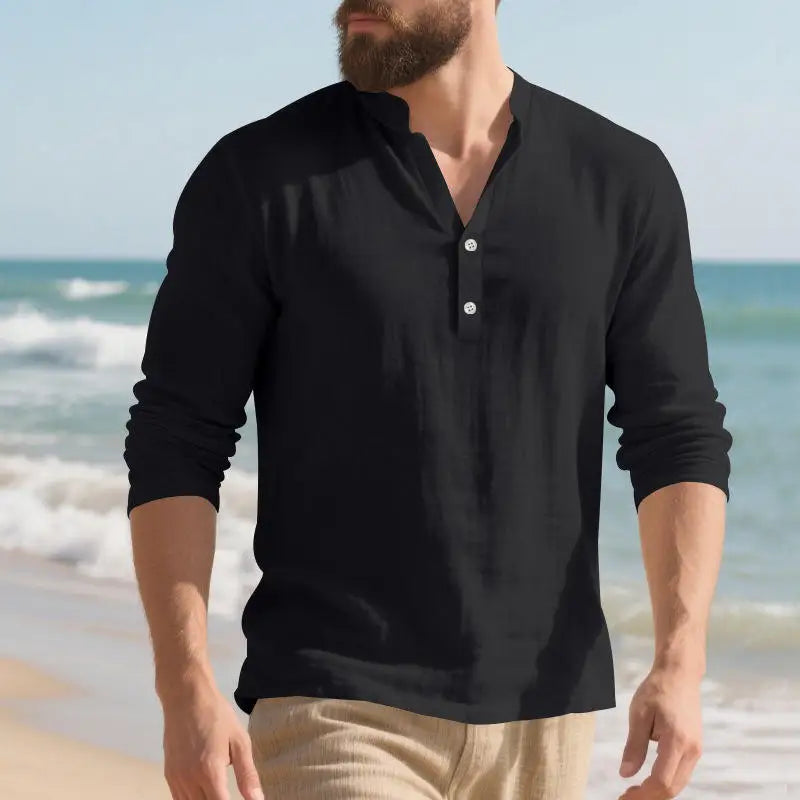 Orvian™ Hemd aus Premium-Leinen mit Minimalistischem Henley-Kragen