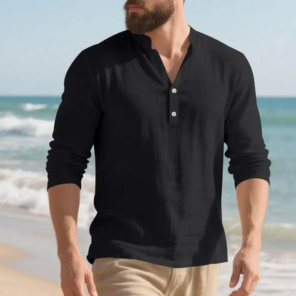 Orvian™ Hemd aus Premium-Leinen mit Minimalistischem Henley-Kragen