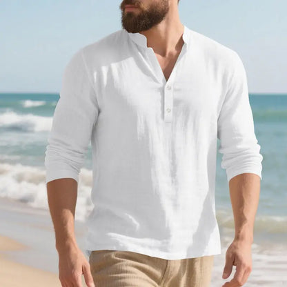 Orvian™ Hemd aus Premium-Leinen mit Minimalistischem Henley-Kragen