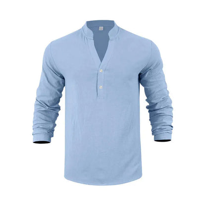 Orvian™ Hemd aus Premium-Leinen mit Minimalistischem Henley-Kragen