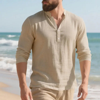 Orvian™ Hemd aus Premium-Leinen mit Minimalistischem Henley-Kragen