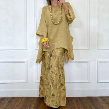 Amara™ Baumwoll-Leinen-Set mit Oversize-Bluse und Palazzohose