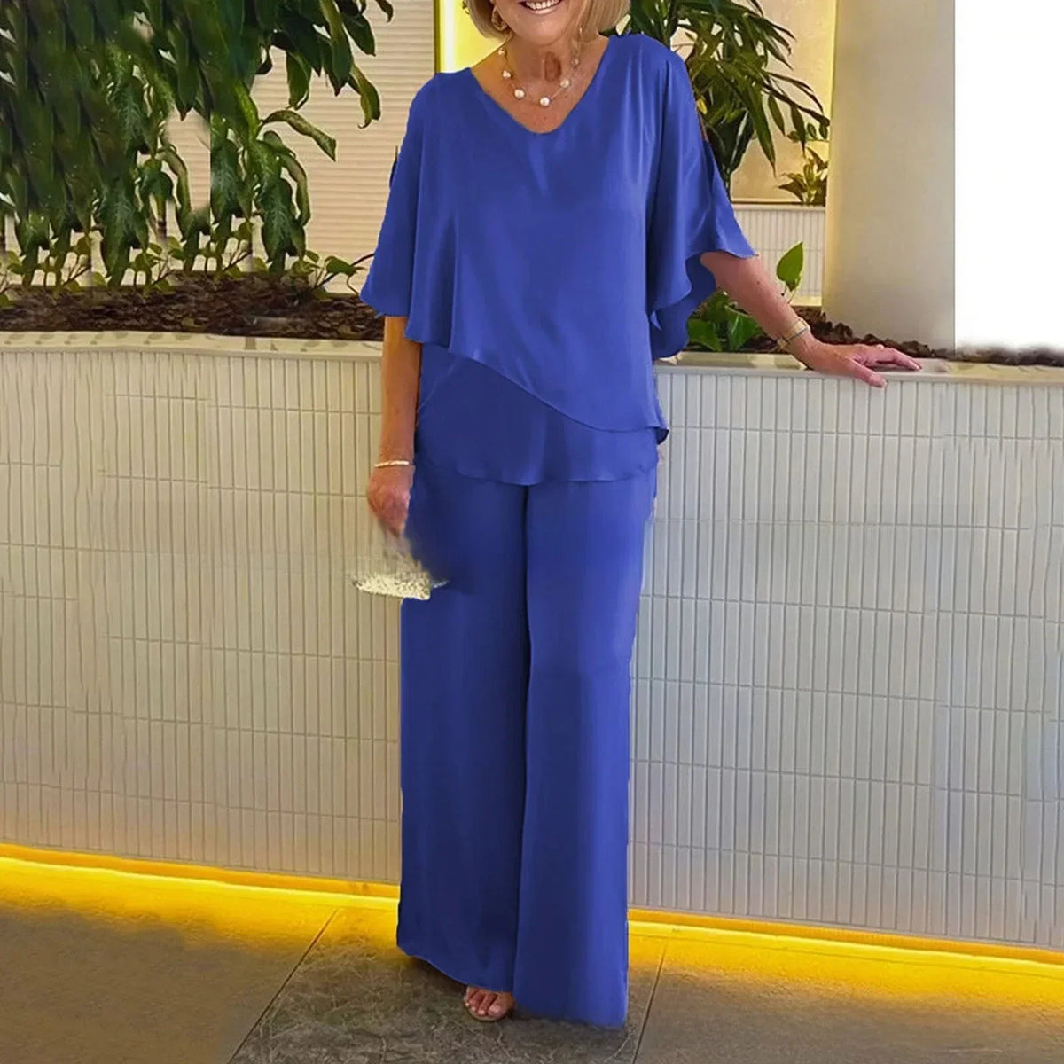 Mirelly™-Set aus Premium-Strick mit Asymmetrischem Oberteil und Eleganter Hose