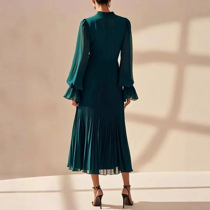 Lioren™ Kleid mit Edlem Plissee und Asymmetrischen Volants