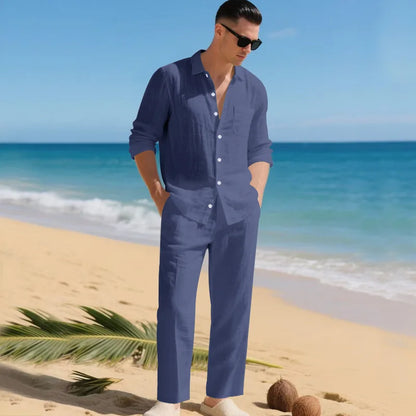 Luca™ Baumwoll-Leinen-Set mit Button-Down-Hemd