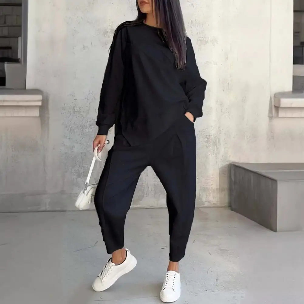 Eva™ Set mit asymmetrisch geschnittenem Sweatshirt und Jogginghose mit Taschen