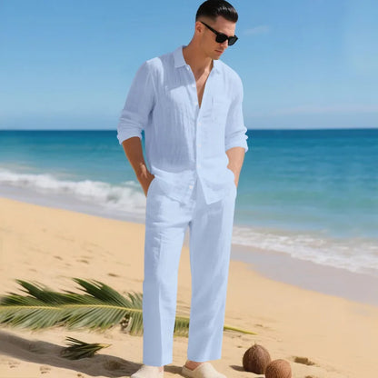 Luca™ Baumwoll-Leinen-Set mit Button-Down-Hemd