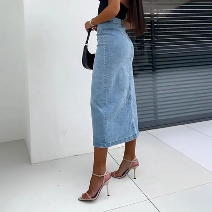 Lorena™ Jeansrock mit Knopfleiste vorn und elegantem Schlitz