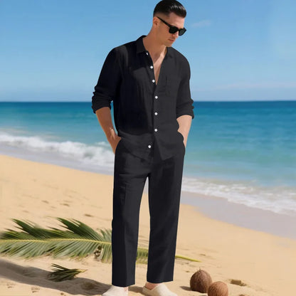 Luca™ Baumwoll-Leinen-Set mit Button-Down-Hemd