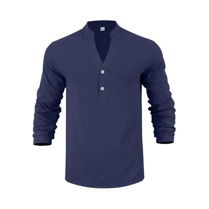 Orvian™ Hemd aus Premium-Leinen mit Minimalistischem Henley-Kragen