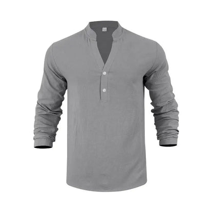 Orvian™ Hemd aus Premium-Leinen mit Minimalistischem Henley-Kragen