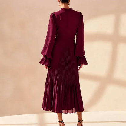 Lioren™ Kleid mit Edlem Plissee und Asymmetrischen Volants