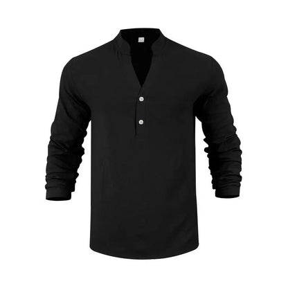 Orvian™ Hemd aus Premium-Leinen mit Minimalistischem Henley-Kragen