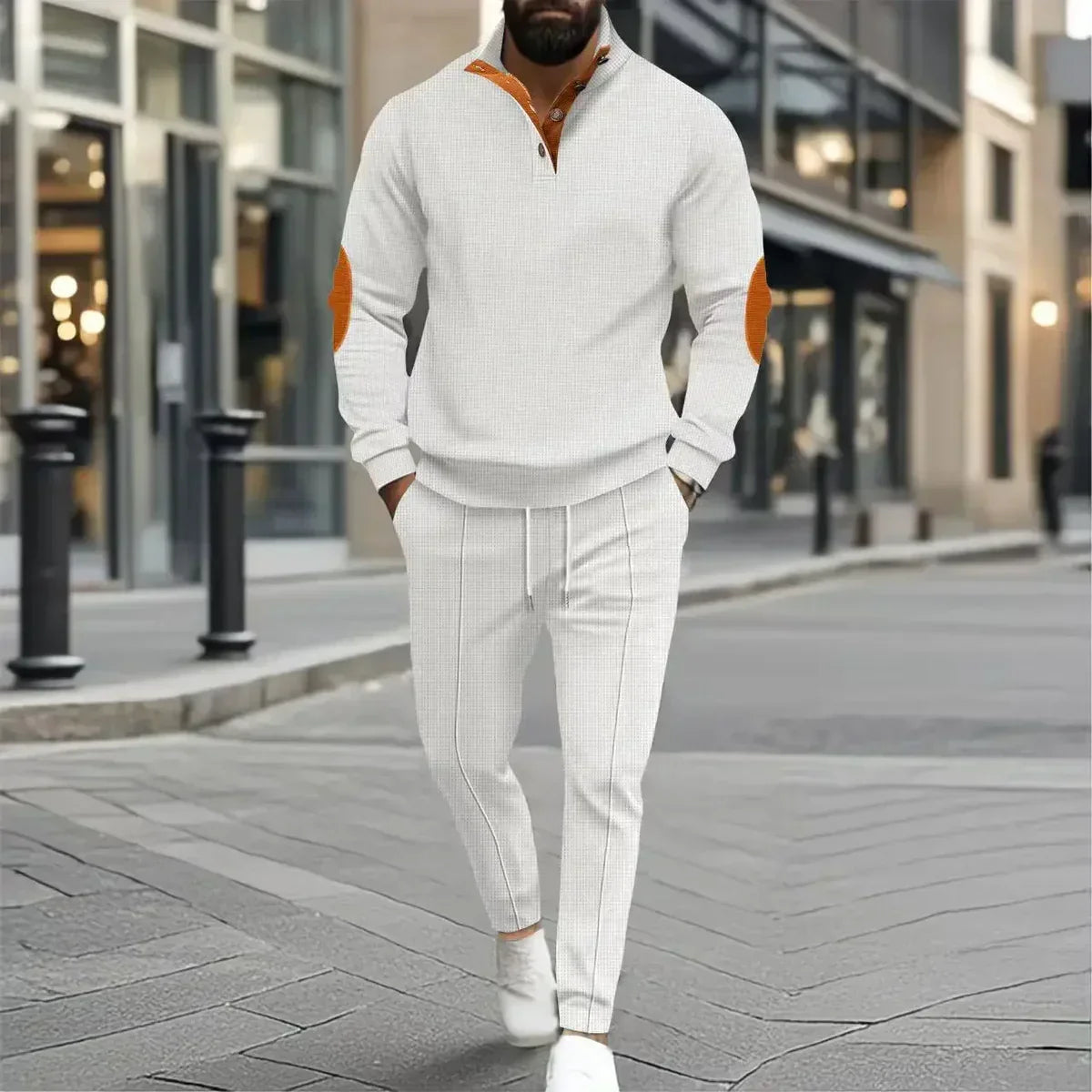 OldTown™ Set mit Retro-Fußabdruck und strukturiertem Mesh / Klassische Eleganz für Männer, die sich stilvoll kleiden können!