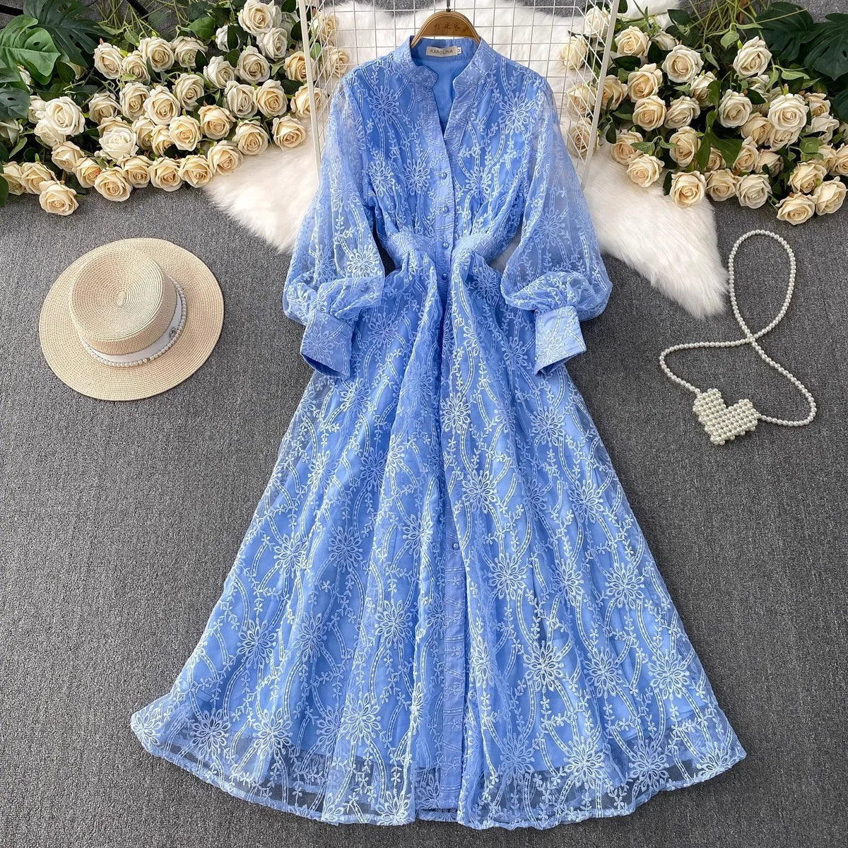 Imperial™ Spitzenkleid mit Puffärmeln