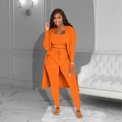 Velmira™-Set mit Kurz Geschnittenem Oberteil, eng Anliegender Hose und Locker Fallendem Cardigan
