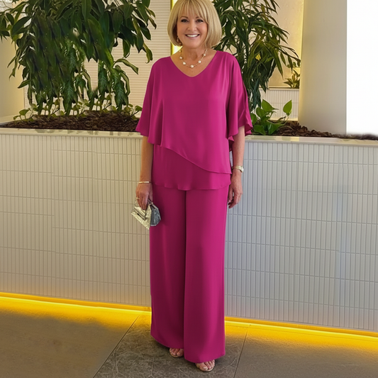Mirelly™-Set aus Premium-Strick mit Asymmetrischem Oberteil und Eleganter Hose