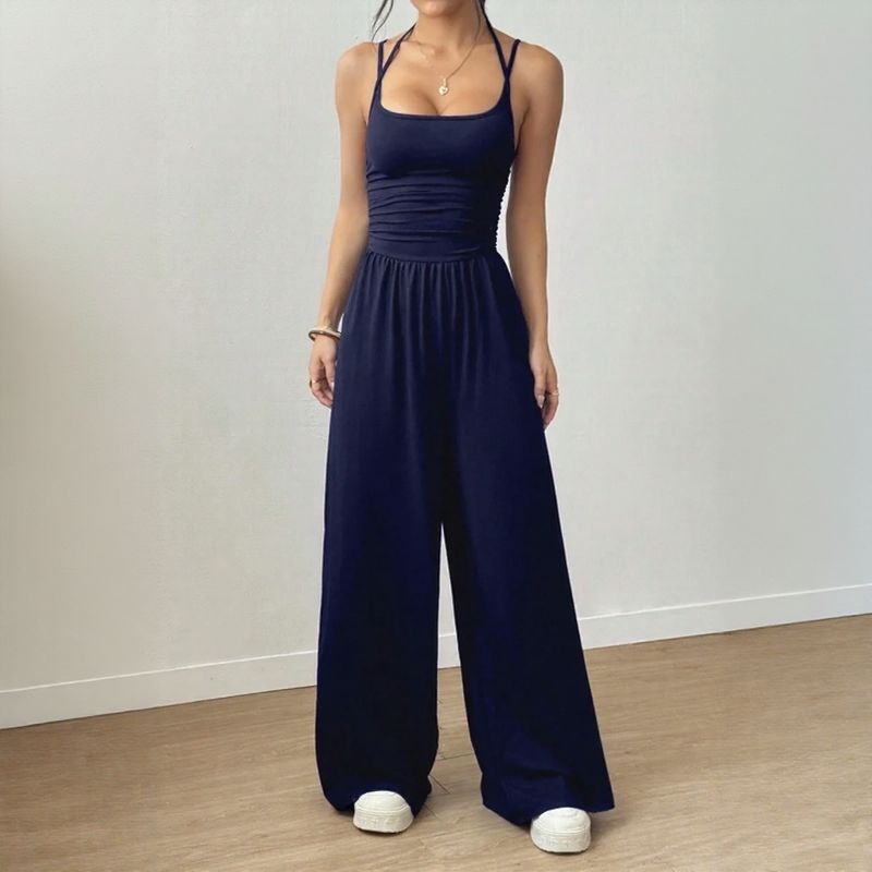 Bela™ Langer Jumpsuit mit weitem Bein, Doppelträgern und offenem Rücken